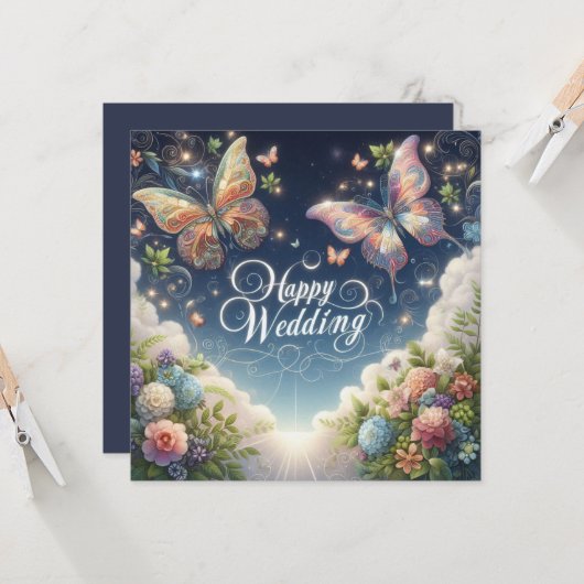 Happy Wedding Grußkarten Karte (Vorderseite/Rückseite Beispiel)