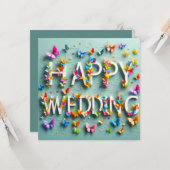 Happy Wedding Grußkarten Karte (Vorderseite/Rückseite Beispiel)