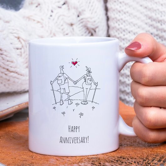 Happy Wedding Hiking Jubiläum Rotes Herz Kaffeetasse