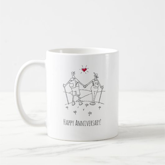 Happy Wedding Hiking Jubiläum Rotes Herz Kaffeetasse (Links)