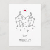 Happy Wedding Hiking Jubiläum Rotes Herz Postkarte (Vorderseite)