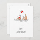 Happy Wedding Jubiläum Verheiratete Couple Canoe Postkarte (Vorne/Hinten)