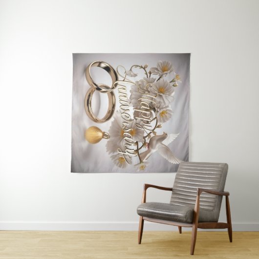 Happy Wedding Jubiläum Wandteppich (Beispiel (Horizontal))