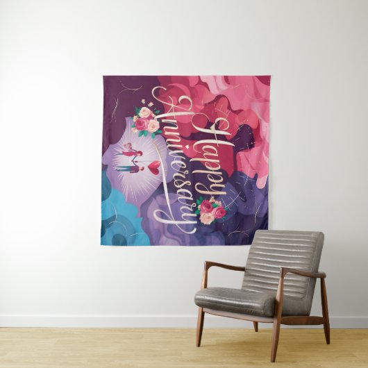 Happy Wedding Jubiläum Wandteppich (Beispiel (Horizontal))