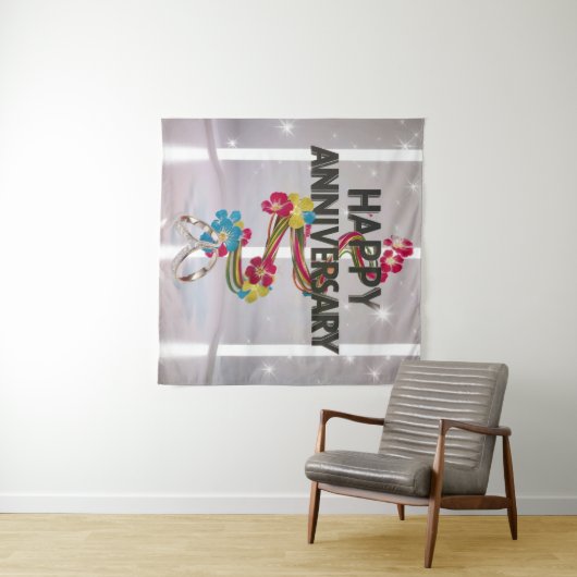 Happy Wedding Jubiläumsband Wandteppich (Beispiel (Horizontal))