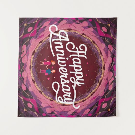 Happy Wedding Jubiläumsband Wandteppich (Vorderseite (Horizontal))