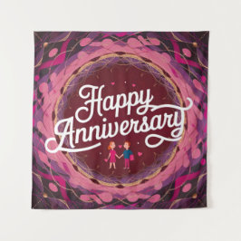 Happy Wedding Jubiläumsband Wandteppich