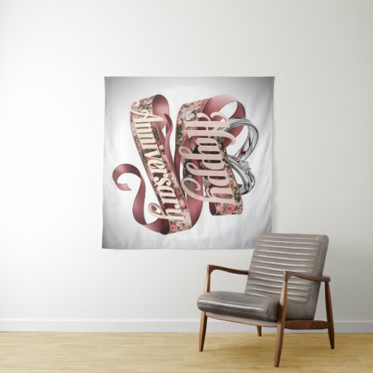 Happy Wedding Jubiläumsband Wandteppich (Beispiel (Horizontal))