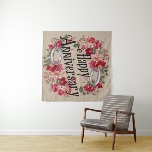 Happy Wedding Jubiläumsband Wandteppich (Beispiel (Horizontal))