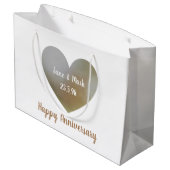 Happy Wedding Jubiläumsbeutel, herzförmige Perle Große Geschenktüte (Rückseite Schrägansicht)