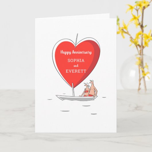 Happy Wedding Jubiläumsschiff Red Heart Card Karte (Gelbe Blume)