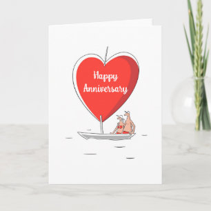 Happy Wedding Jubiläumsschiff Red Heart Card Karte