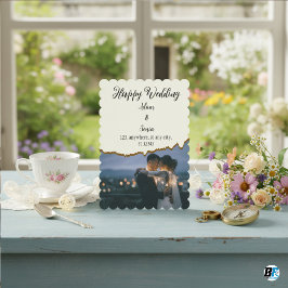 Happy Wedding Minimalist Paper Cutting With Photo Einladung