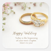 Happy Wedding Quadratischer Aufkleber (Vorderseite)