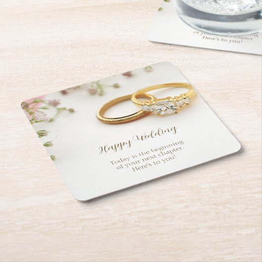 Happy Wedding Rechteckiger Pappuntersetzer (angewinkelt)
