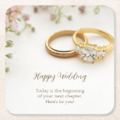 Happy Wedding Rechteckiger Pappuntersetzer (Vorderseite)