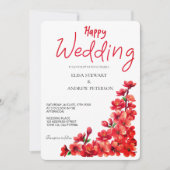 Happy Wedding Romantic Floral Wedding Einladung (Vorderseite)