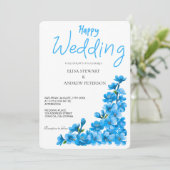 Happy Wedding Romantic Floral Wedding Einladung (Stehend Vorderseite)