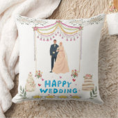 Happy Wedding Throw Pillow – White Background Kissen (Decke)