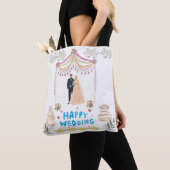 Happy Wedding Tote Bag – White Background Wedding Tasche (Von Nahem)