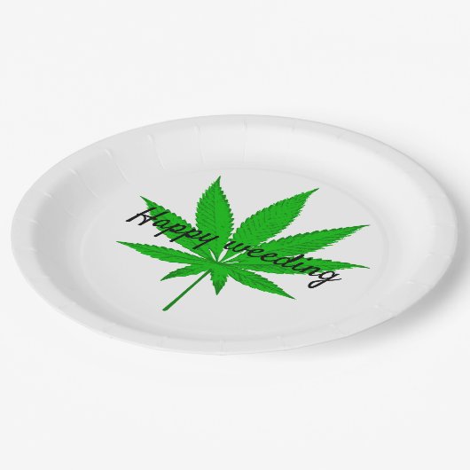 Happy Weeding Wedding Pub Pappteller (Schrägansicht)