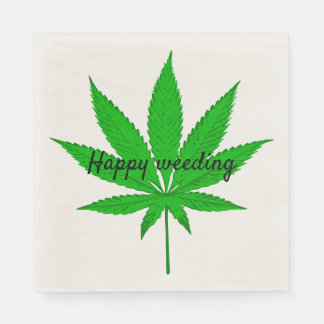 Happy Weeding Wedding Pun Napkins Serviette