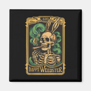 Happy Weedster Bunny Skull Smoking Funny Viral Eas Magnet