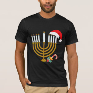Happy Weihnachten Hanukkah Weihnachtsmannmütze j T-Shirt
