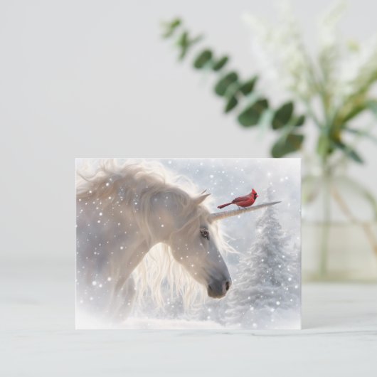 Happy Weihnachten Unicorn und Kardinal (Stehend Vorderseite)