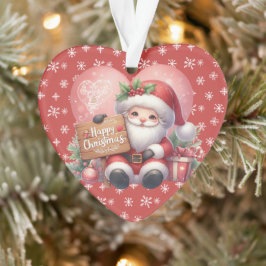 Happy Weihnachten Weihnachtsmann Herz Akryler Orna Ornament