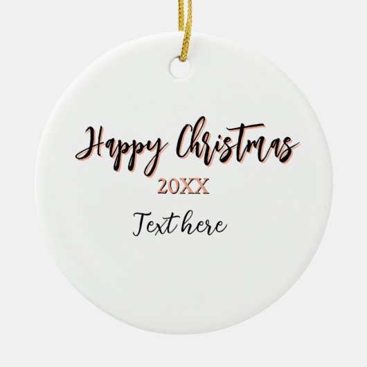 Happy Weihnachts pfirsichfarben Jahr Details Holi Keramik Ornament (Vorne)