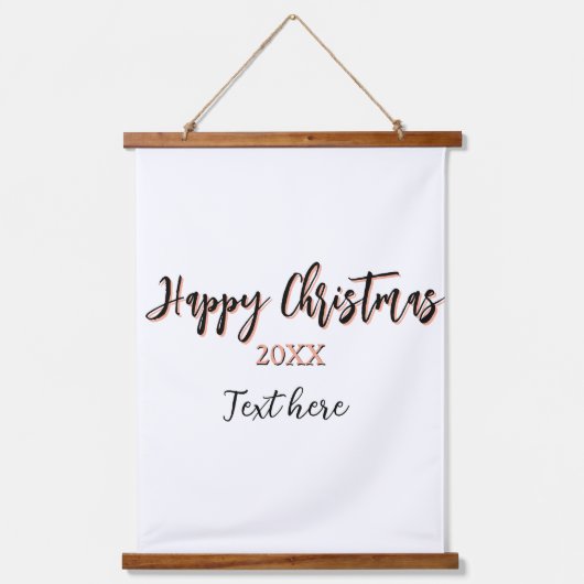 Happy Weihnachts pfirsichfarben Jahr Details Holi Wandteppich Mit Holzrahmen (Vorderseite)