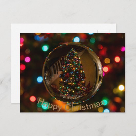 Happy Weihnachtsmaroon Farbe Postkarte (Vorne/Hinten)