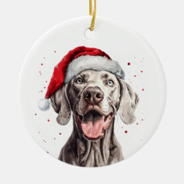 Happy Weimaraner Dog Christmas Personalized Keramik Ornament