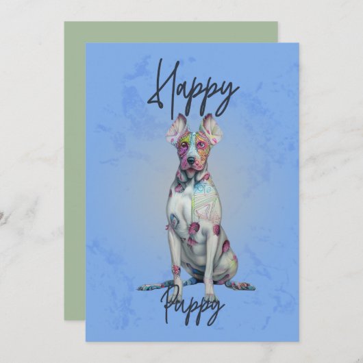 Happy Welpe - Hundebesitzer Design - Puppies Lover Dankeskarte (Vorne/Hinten)