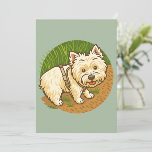 Happy Westie on Nature Trail Einladung (Stehend Vorderseite)