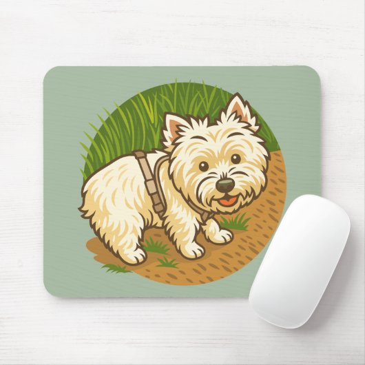 Happy Westie on Nature Trail Mousepad (Mit Mouse)