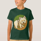 Happy Westie on Nature Trail T-Shirt (Vorderseite)