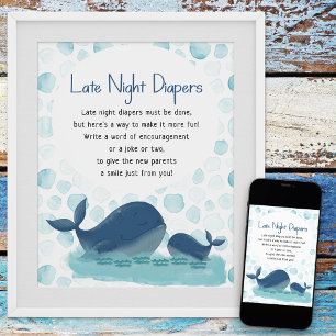 Happy Whale Late Night Diaper Baby Duschgame Poster