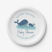 Happy Whale Niedlich Baby Shower Paper Plate Pappteller (Vorderseite)
