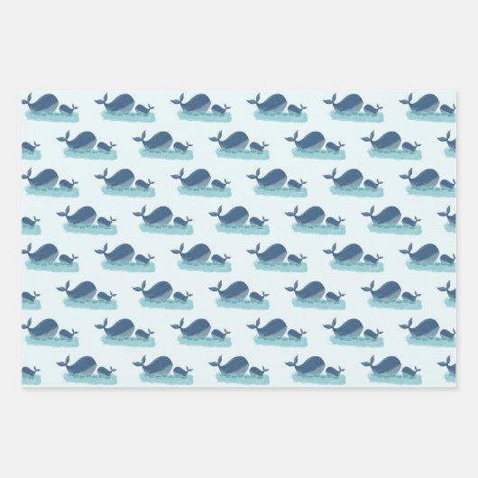 Happy Whale Ocean Bubble Nautical Ahoy Set 3 Geschenkpapier Set (Vorderseite)