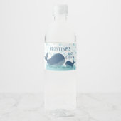 Happy Whale Ocean Bubbles Personalisiert Baby Dusc Wasserflaschenetikett (Vorderseite)