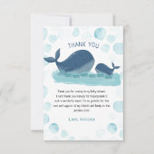 Happy Whale Watercolor Babydusche Danke Karte (Vorderseite)
