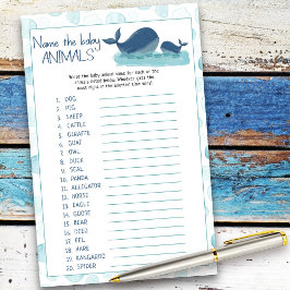 Happy Whales Baby Animals Baby Shower Quiz Spiel