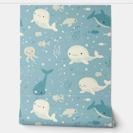 Happy Whales Under Sea Baby Kinderzimmer Tapete