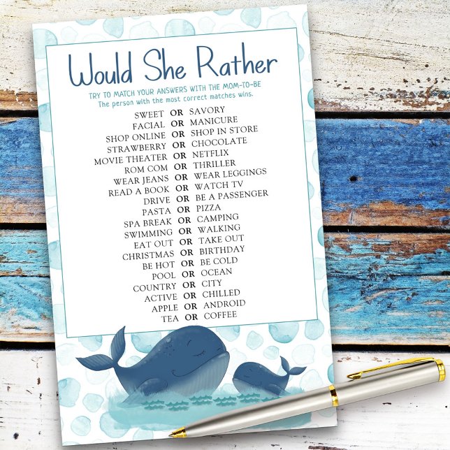 Happy Whales würde sie eher Baby Shower Game (Baby Shower game card from my Happy Whale collection. Message if you need different items.)