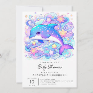 Happy Whimsical Dolphin Baby Shower Einladung