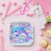 Happy Whimsical Dolphin Baby Shower Pappteller (Party)