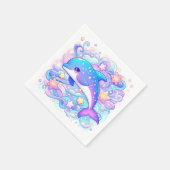 Happy Whimsical Dolphin Baby Shower Serviette (Ecke)
