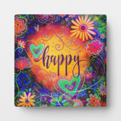 Happy Whimsical floral fröhliche Inspirivity Fotoplatte (Vorderseite)